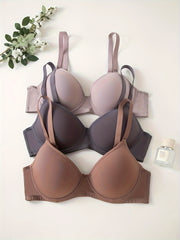 Women's Breathable Cotton Bras Set with Steel Rings for Support