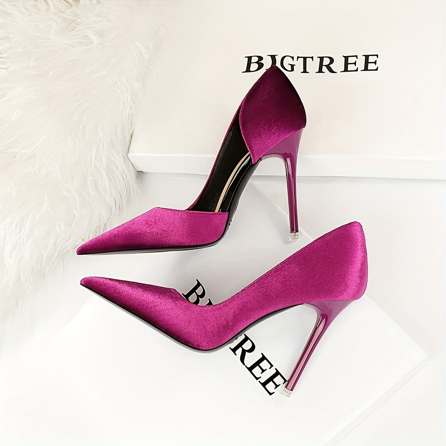 Women Faux Fur Pointed Toe Stiletto Heels Black Gold Accents