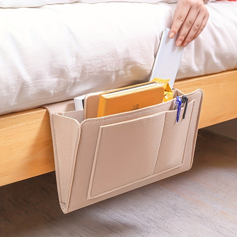 Contemporary Bedside Storage Organizer with Phone Remote Tissue Holder for Dorm Home