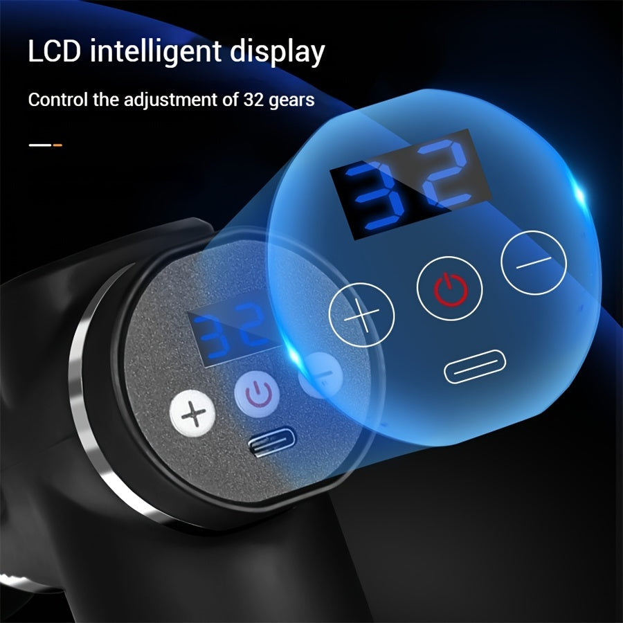 Handheld Percussion Massage Gun with 12 Replacement Heads USB Rechargeable for Athletes and Fitness