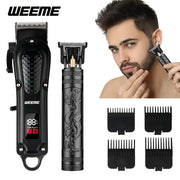 Kit de corte de cabello para hombres, recortadora de cabello con carga USB, con pantalla LCD, recortadora, afeitadora y recortadora en forma de T