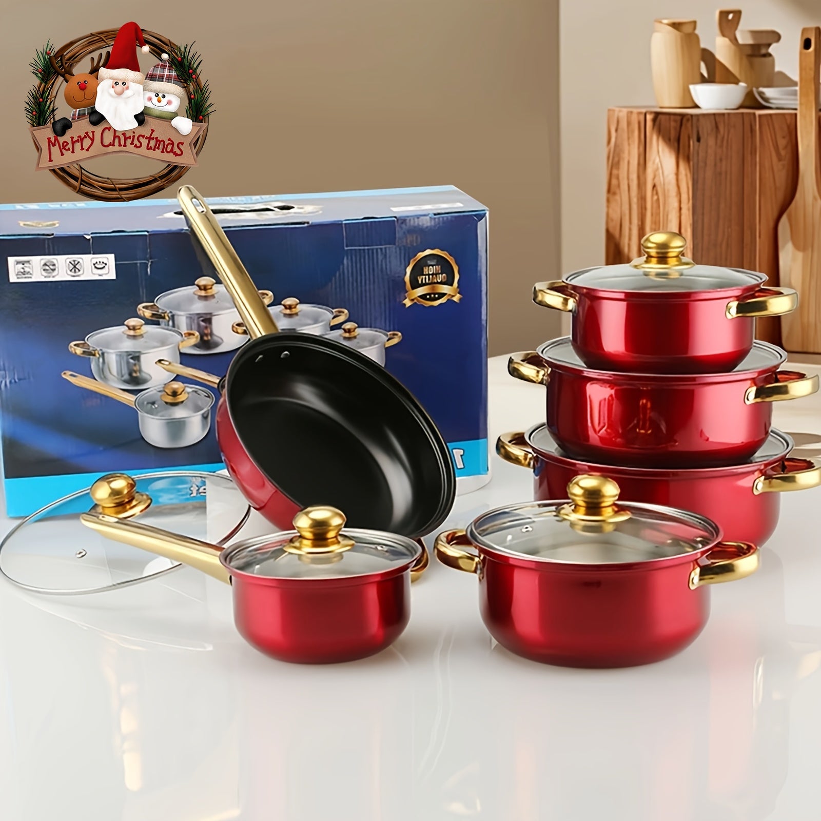 Набор воков из нержавеющей стали на 6 предметов - антипригарные, легко очищаемые кухонные принадлежности, идеальные для жарки, тушения и приготовления супов