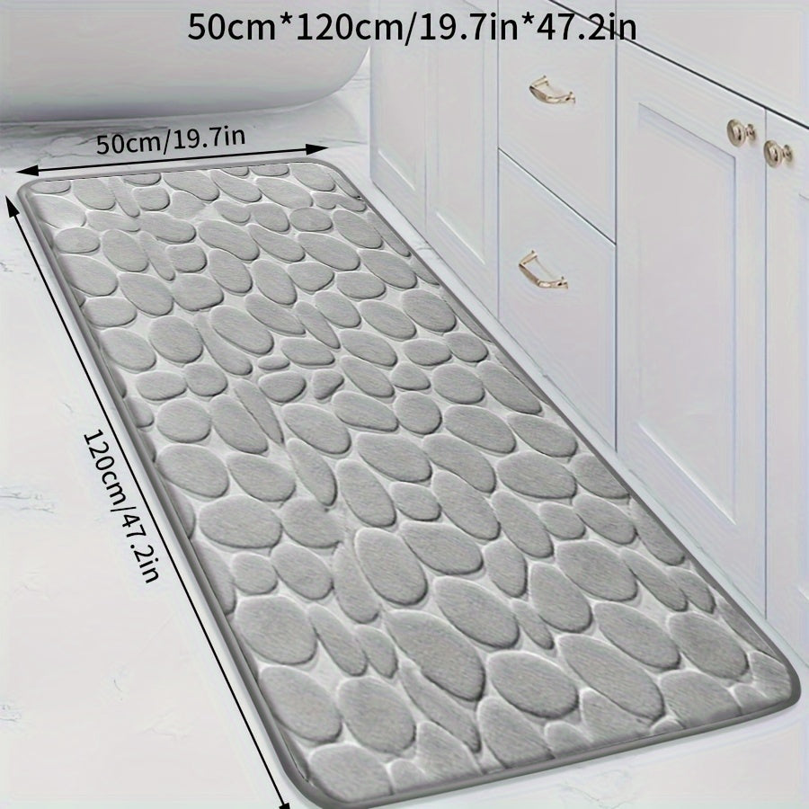 Coral Fleece Bathroom Mat Non-Slip Quick-Dry Low Pile Plush Polyester Pebble Pattern