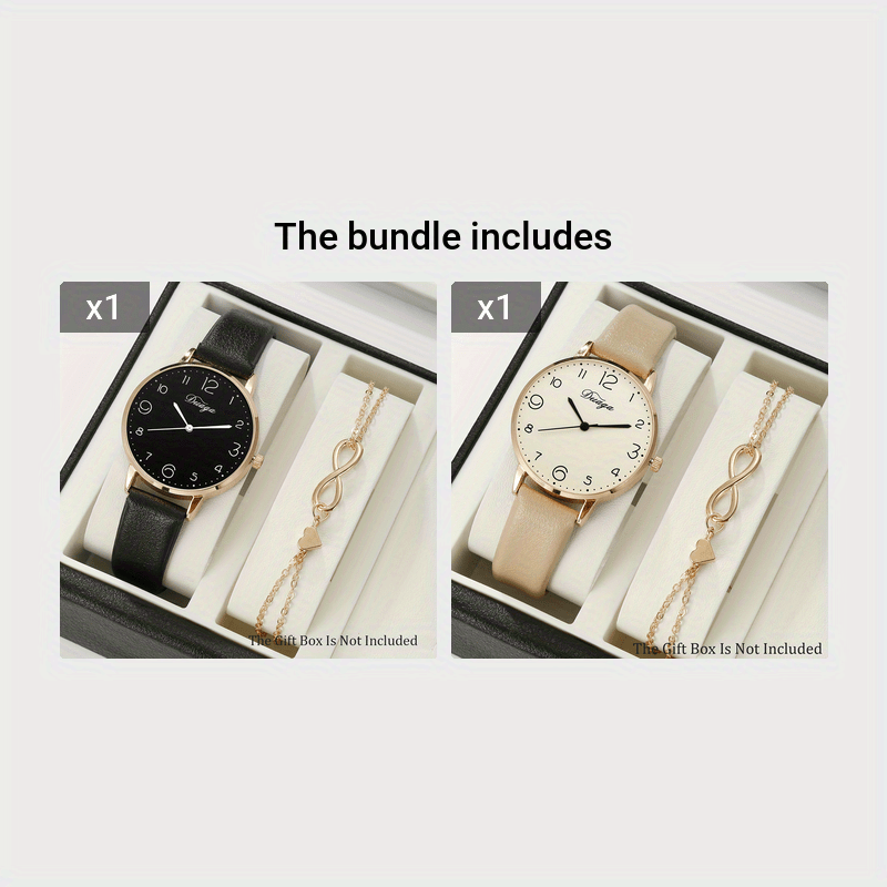 Women's Watch and Heart Bracelet Set Quartz Faux Leather Alloy Case