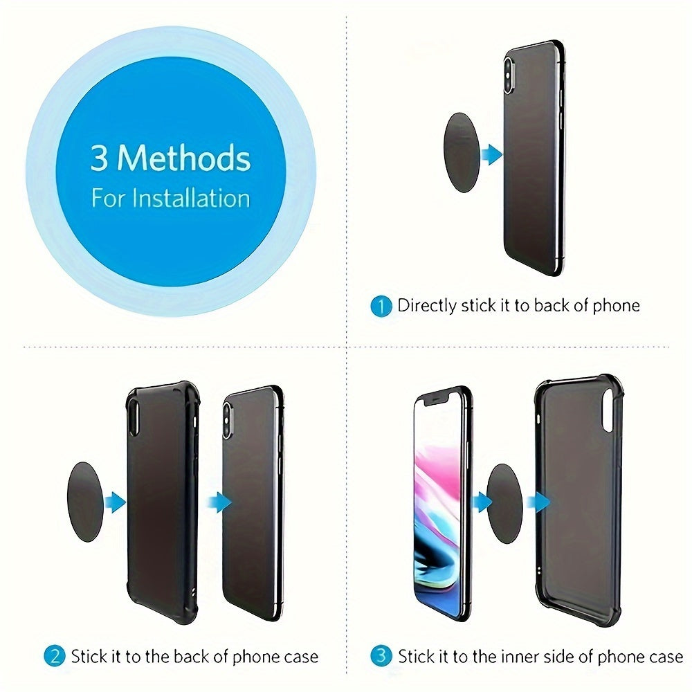 10 Sets Phone Accessories Magnetic Sheets Circular Rectangular Stainless Steel Gold