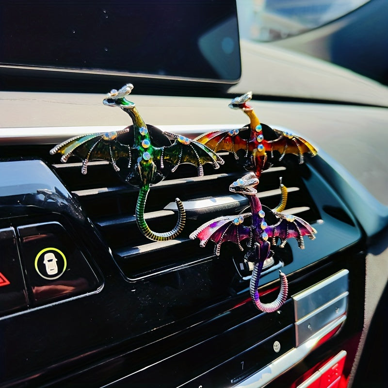 Клипсы для освежителя воздуха в автомобиль с изображением крылатого дракона и искусственным алмазным инкрустацией, украшение для вентиляции автомобиля