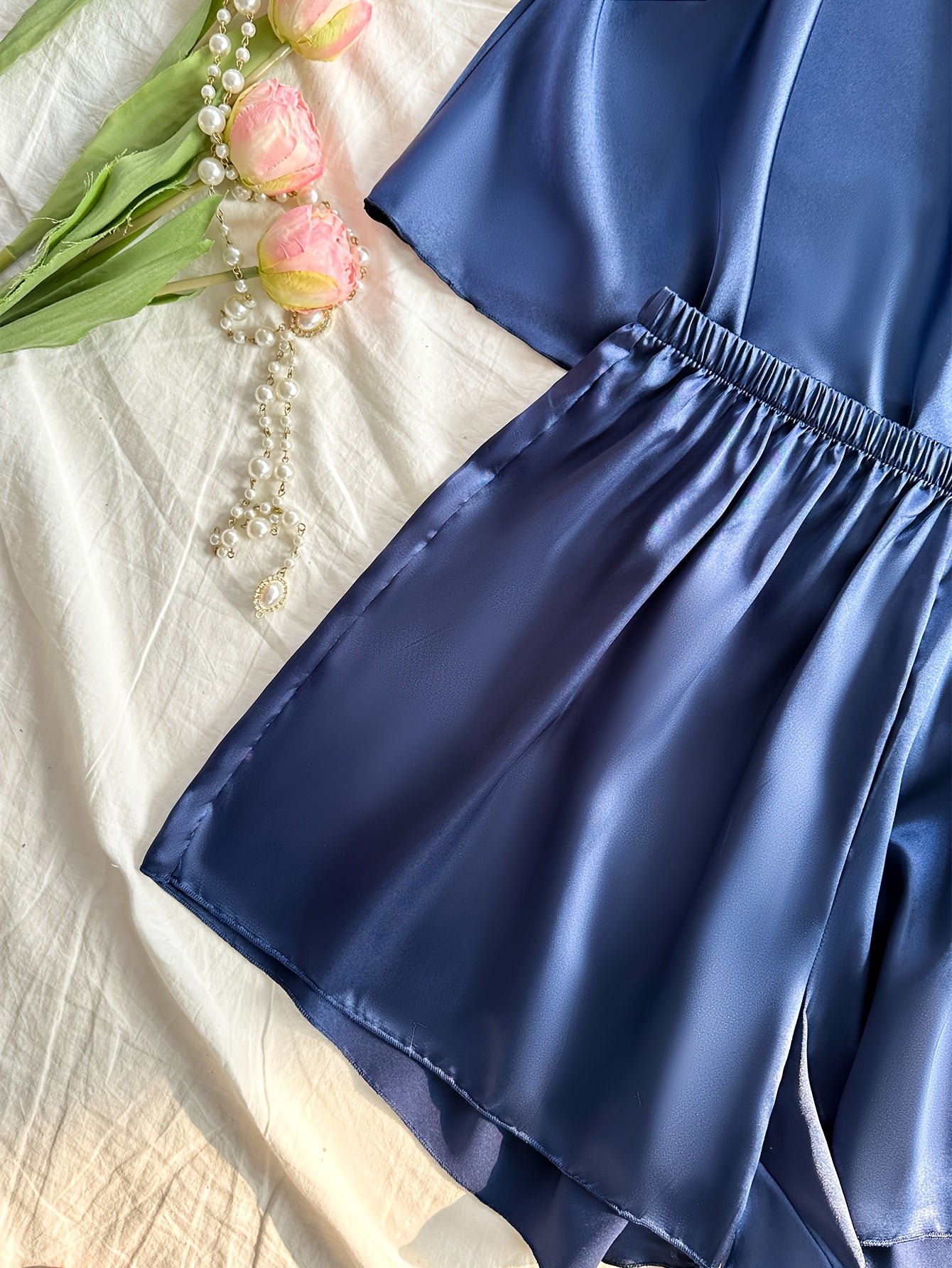 Plus Size Womens Sleeveless V-Neck Pajama Set Polyester Blend All-Season Sleepwear