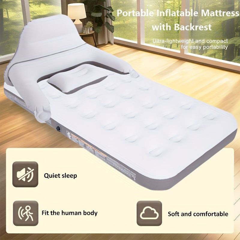 Inflatable Air Mattress Set with Pump, Backrest, Pillows for Camping and Outdoor Use
