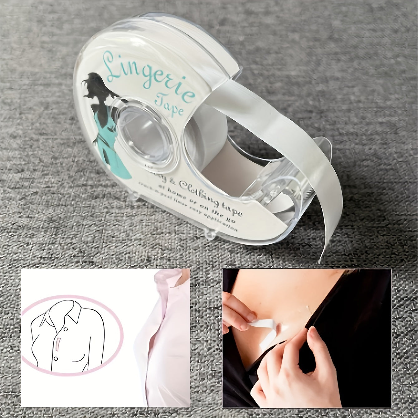 Cinta adhesiva transparente de doble cara para camisas y prendas