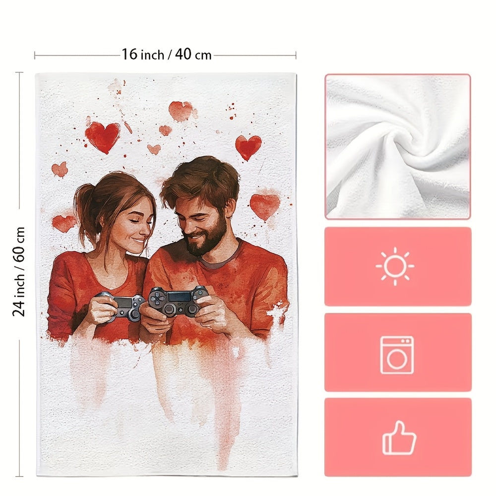 Set of 2 Ultra Soft Kitchen Towels for Gamers, 16x24 Inches, Highly Absorbent