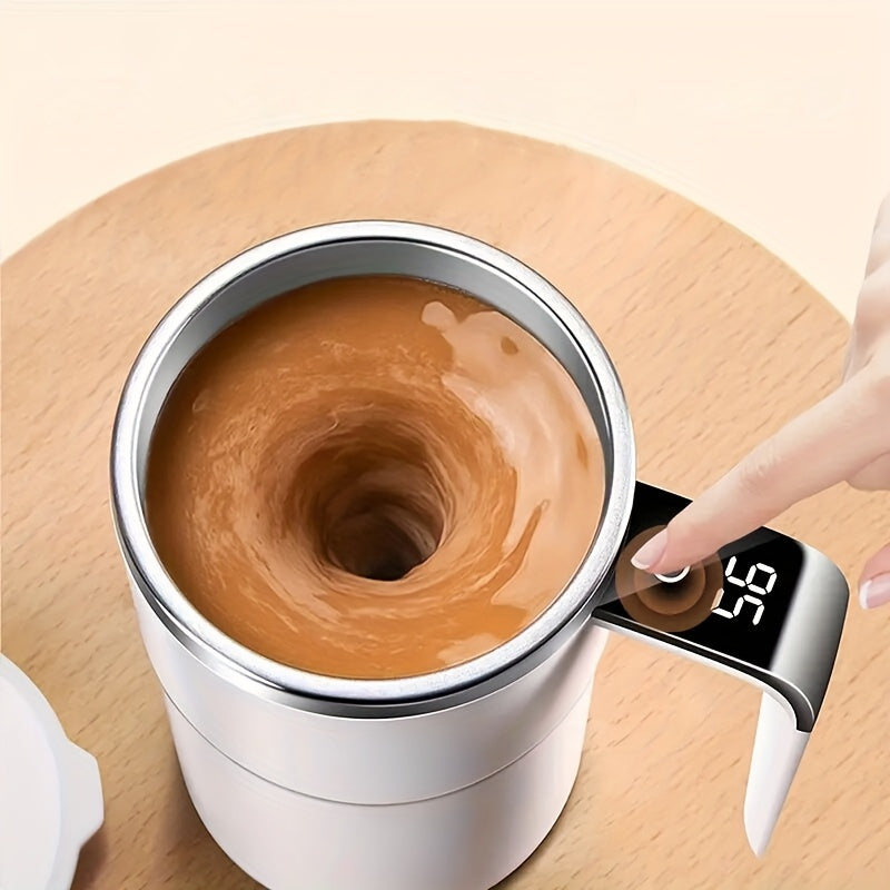 Sayohat va ichimliklar uchun harorat ko'rsatkichi bilan avtomatik aralashtirish kofe stakani