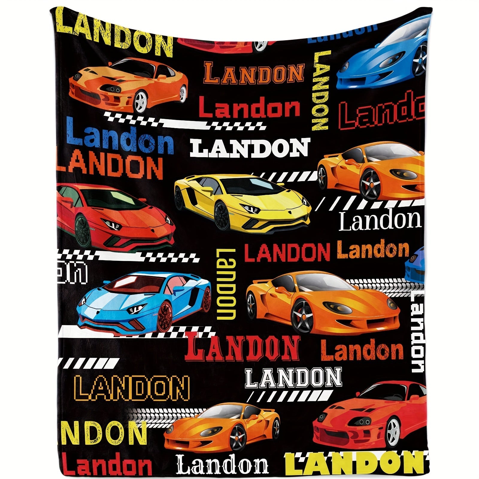 Custom Name Flannel Throw Blanket Soft Cozy All-Season 149x150 cm for Couch Bed Travel
