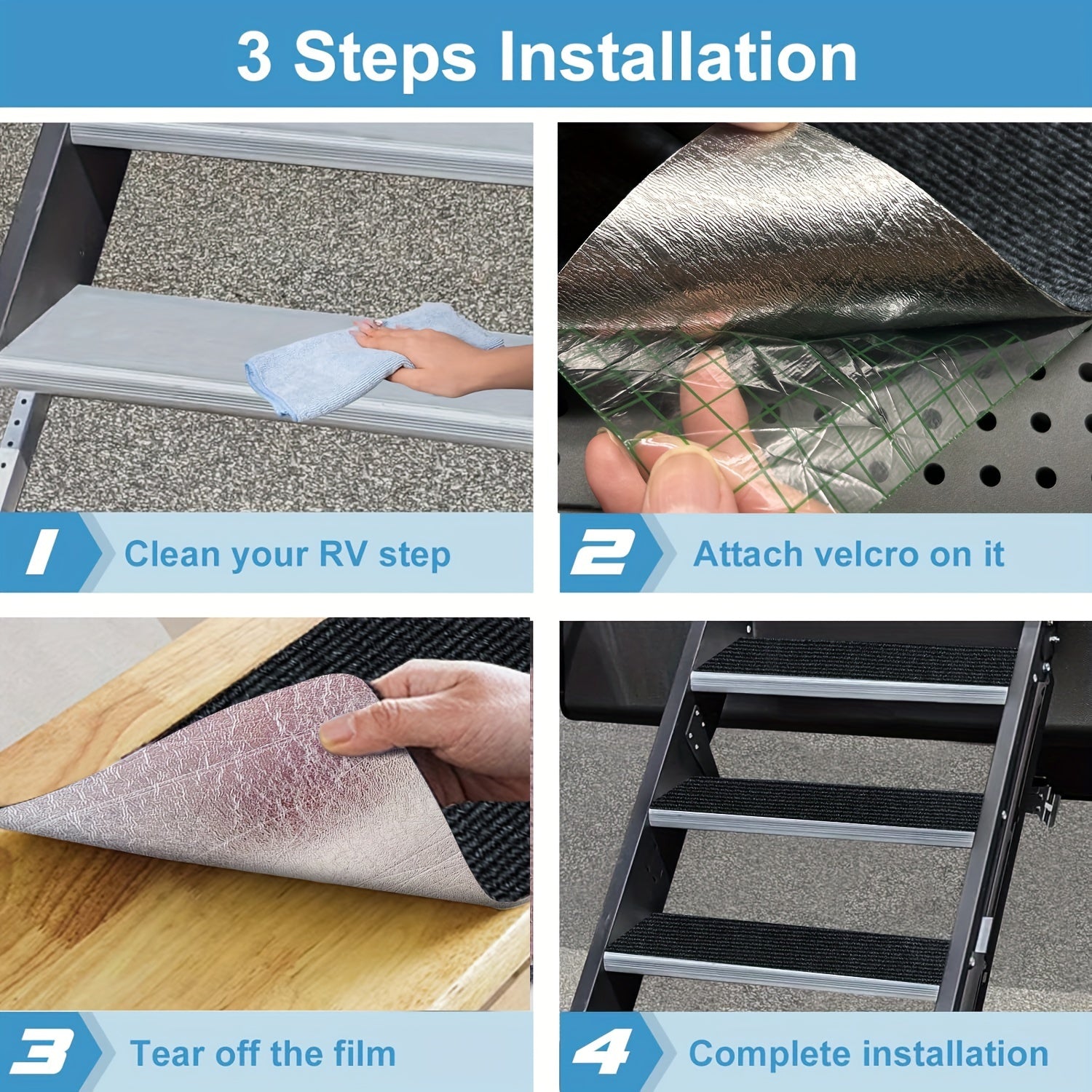 3-комплект легких нескользящих покрытий для ступенек из полиэстера для автодома и кемпера