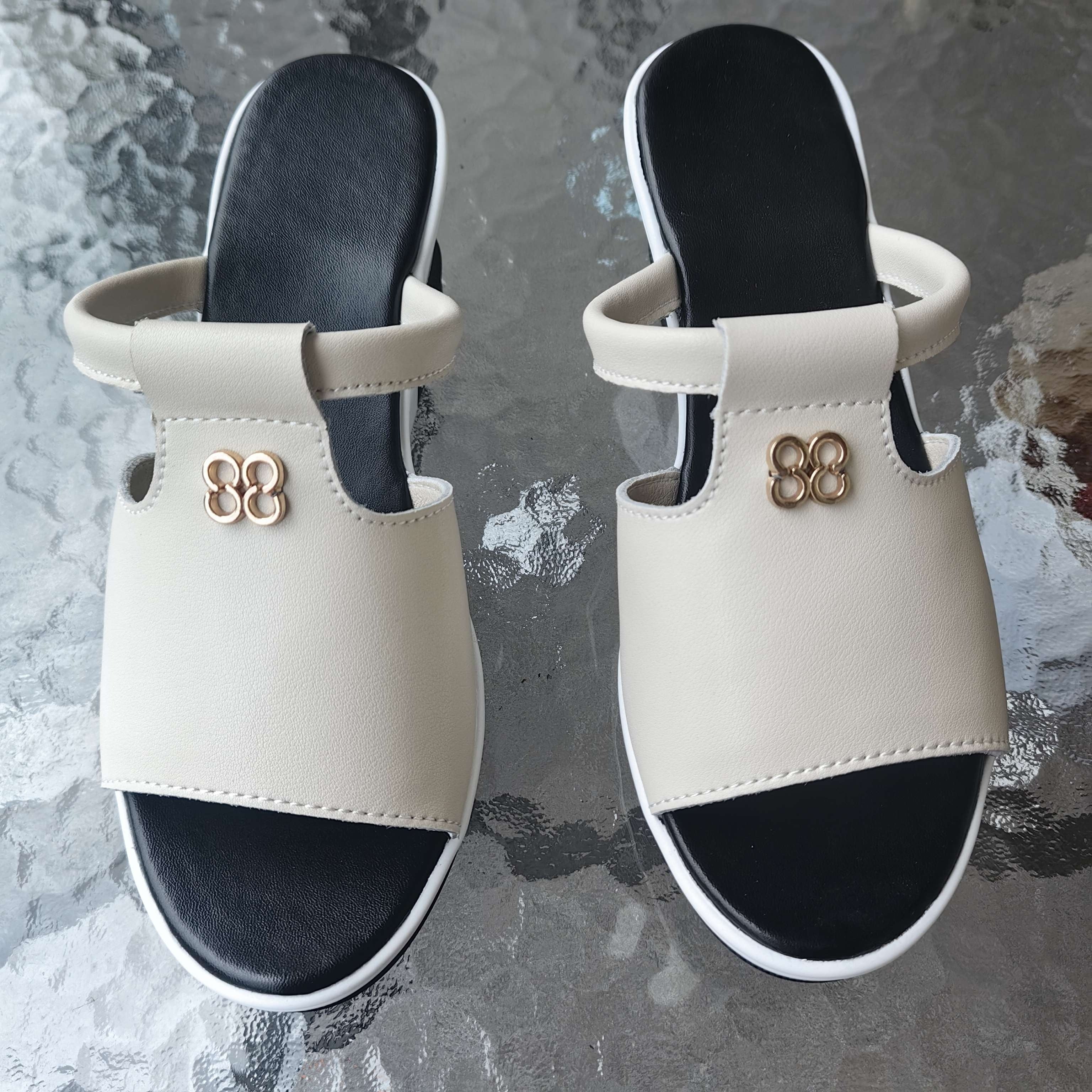 Women's Wedge Sandals with Cut-Out Peep Toe Slip-On Platform for Casual Summer