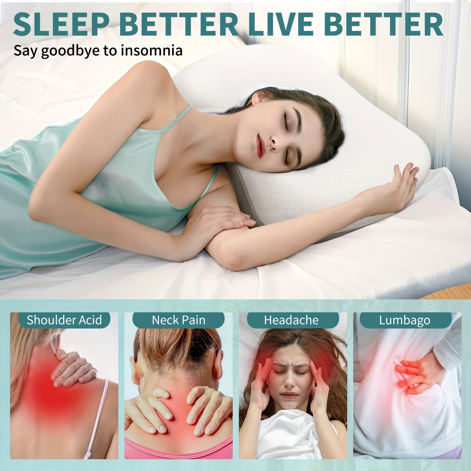 Memory Foam Cervical Pillow with Cooling Cover for Neck Support and Comfort