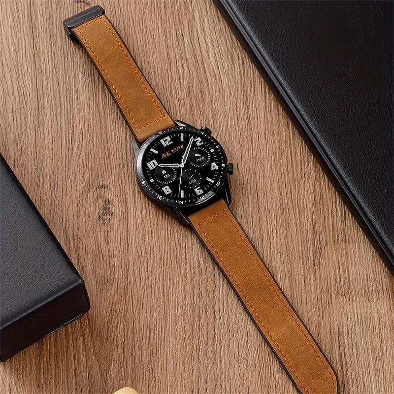 Sintetik charmli smart soat tasmasi, 22mm/20mm o'lchamda Samsung, Garmin, Xiaomi va Huawei kabi turli brendlar bilan mos keladi. Zamonaviy uniseks dizayni, suvga chidamli va magnit xususiyatlariga ega.