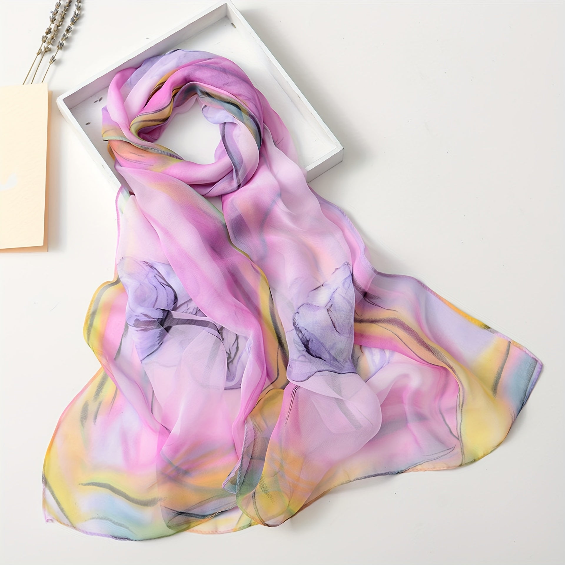 Women's Silk Scarf with Peony Design for Spring and Summer