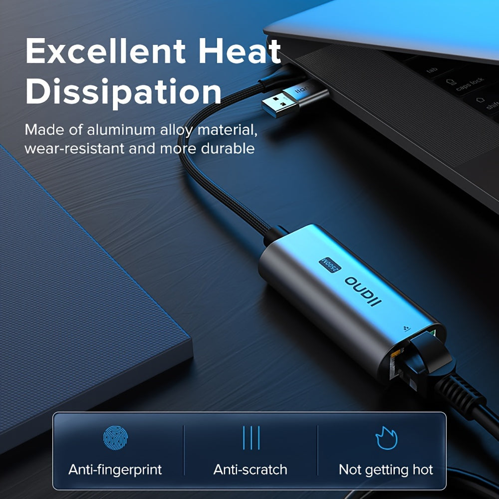 USB 3.1 to RJ45 Gigabit Ethernet Adapter for Gaming and Streaming Aluminum Alloy Network Converter