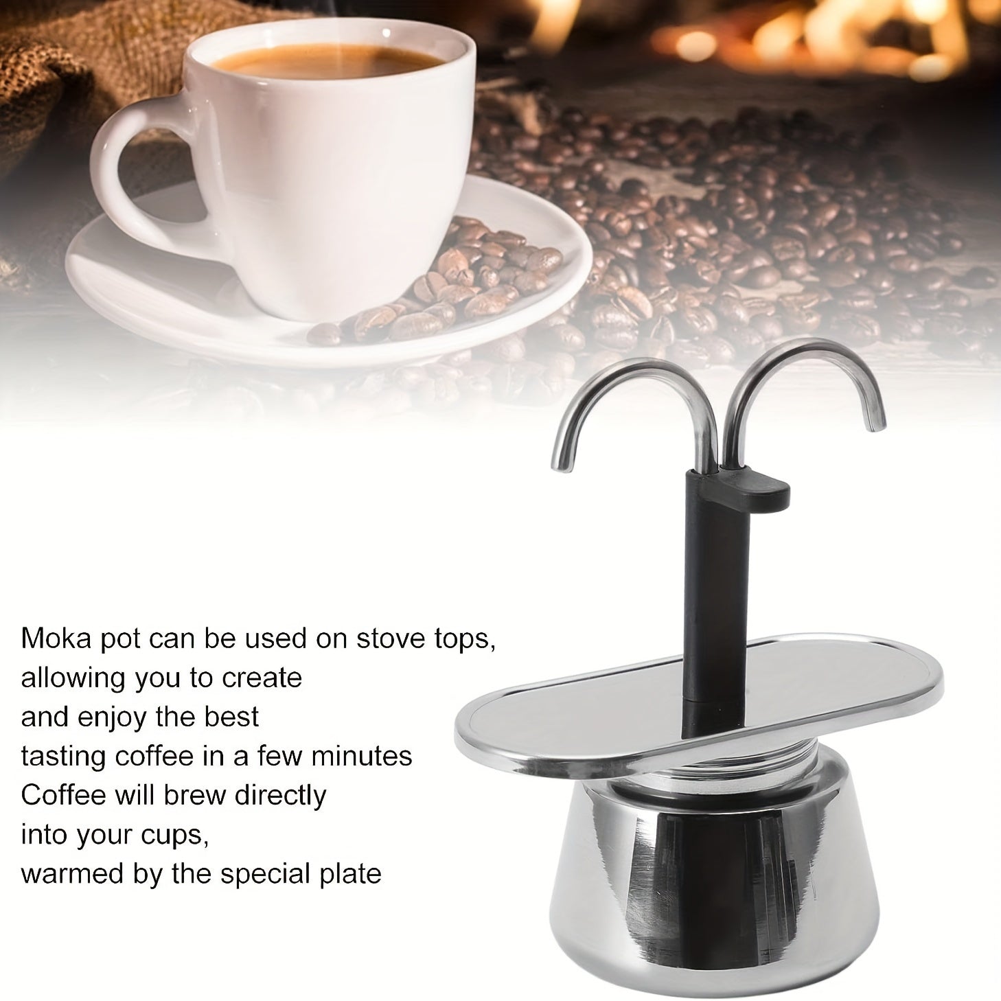 Stainless Steel Mocha Coffee Pot 100ml Dual-Barrel Espresso Cappuccino Latte