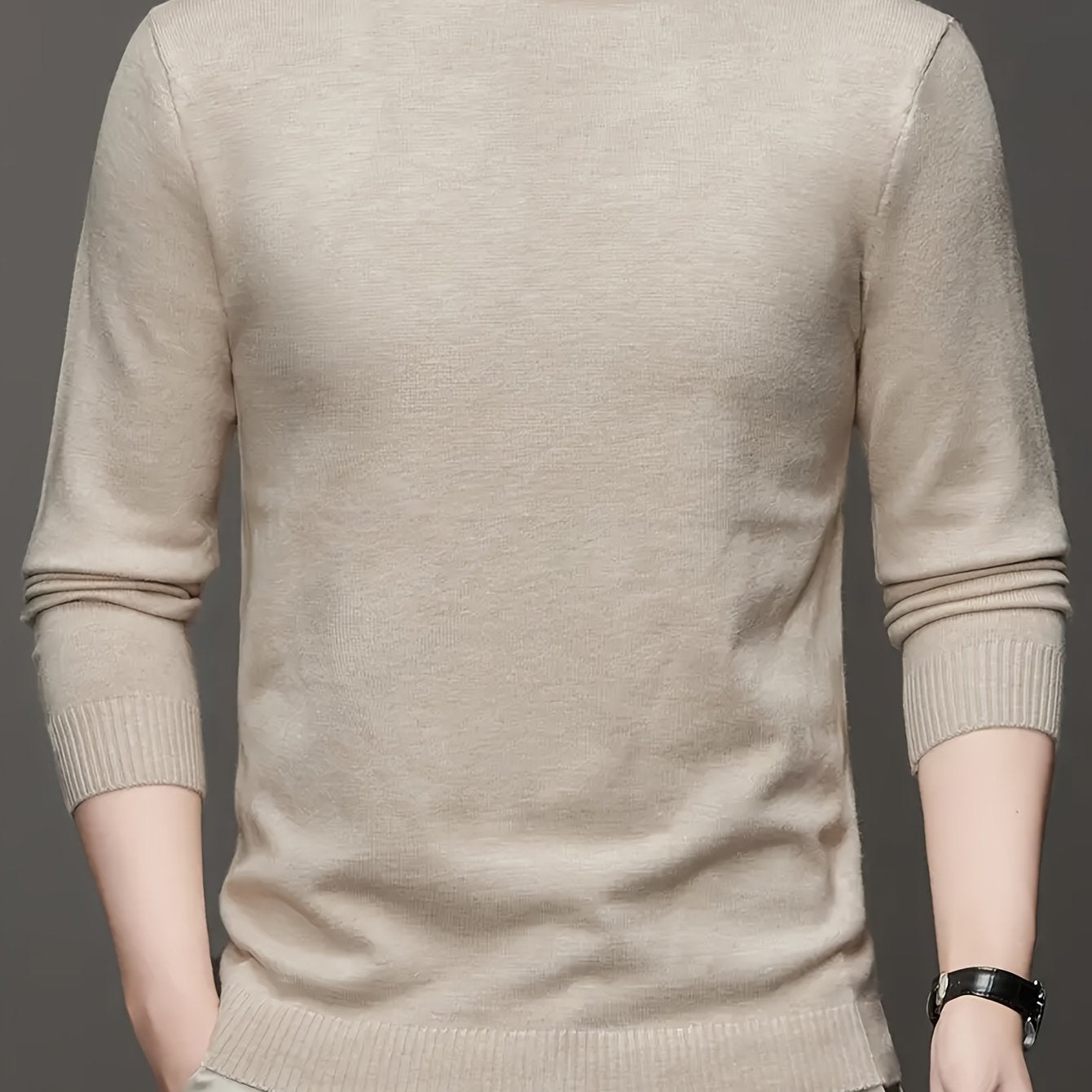 Men's Solid Color Turtleneck Sweater Knit Pullover Fall Winter Warm Casual