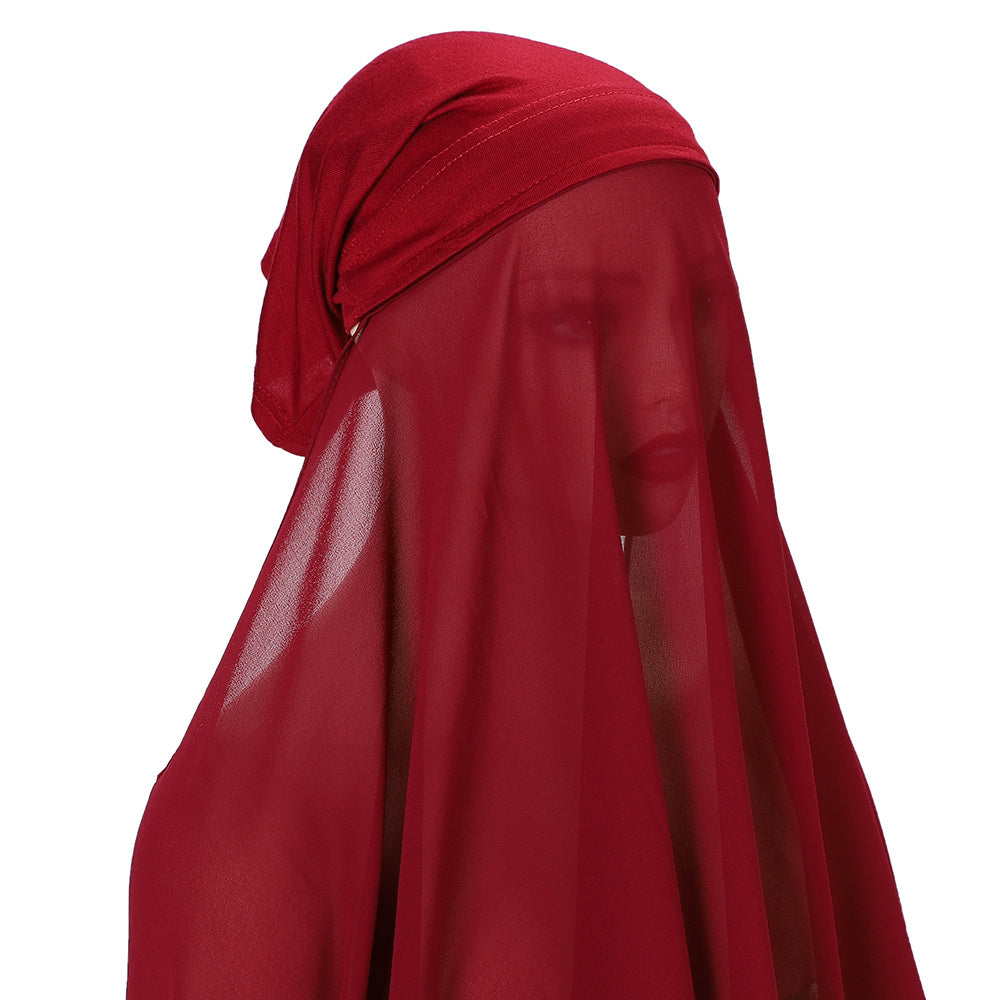 Women's Chiffon Instant Hijab Set with Tube Undercap Lightweight Head Cover