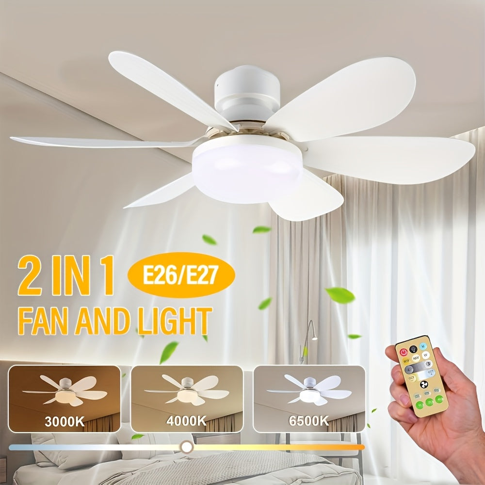 Smart LED Ceiling Fan Light with Remote Control Timer 6 Blades Adjustable Brightness