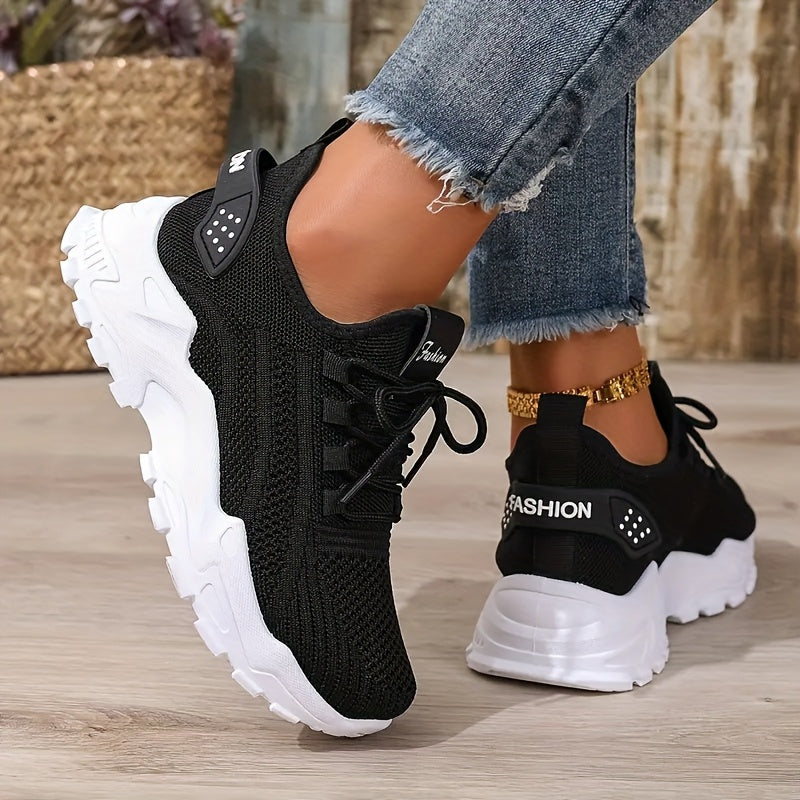 Women's Breathable Knit Sneakers Non-Slip Lightweght Casual Walking Shoes