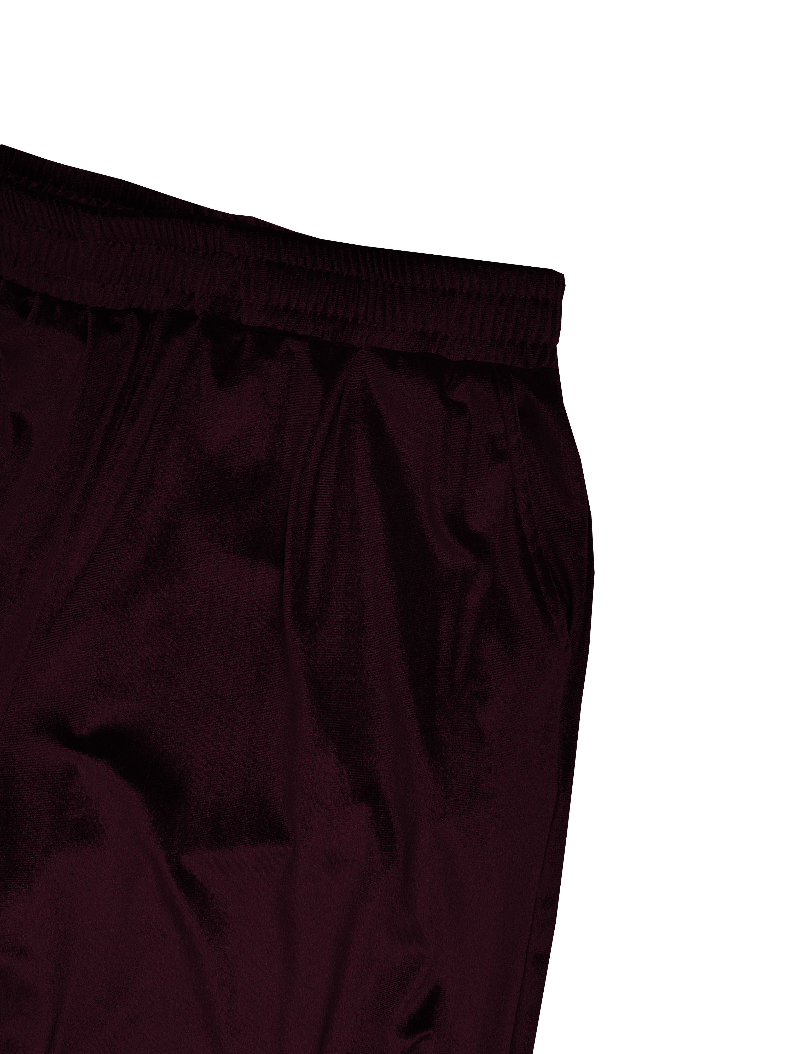 Plus Size Velvet Wide Leg Pants Elastic Waist Pockets Women's Clothing