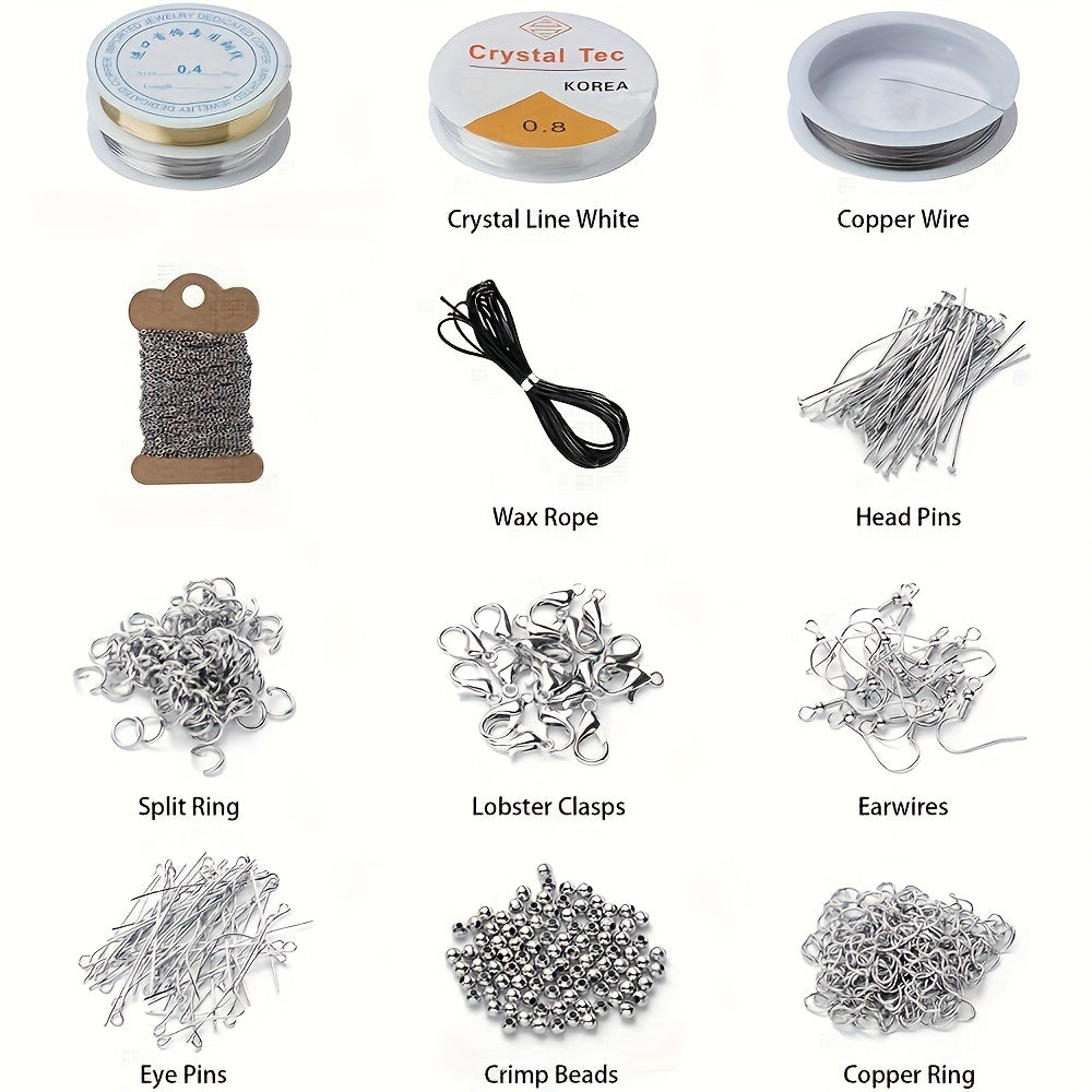 Beaded Jewelry Making Supplies Set for DIY Bracelets Necklaces and Earrings with Storage Box