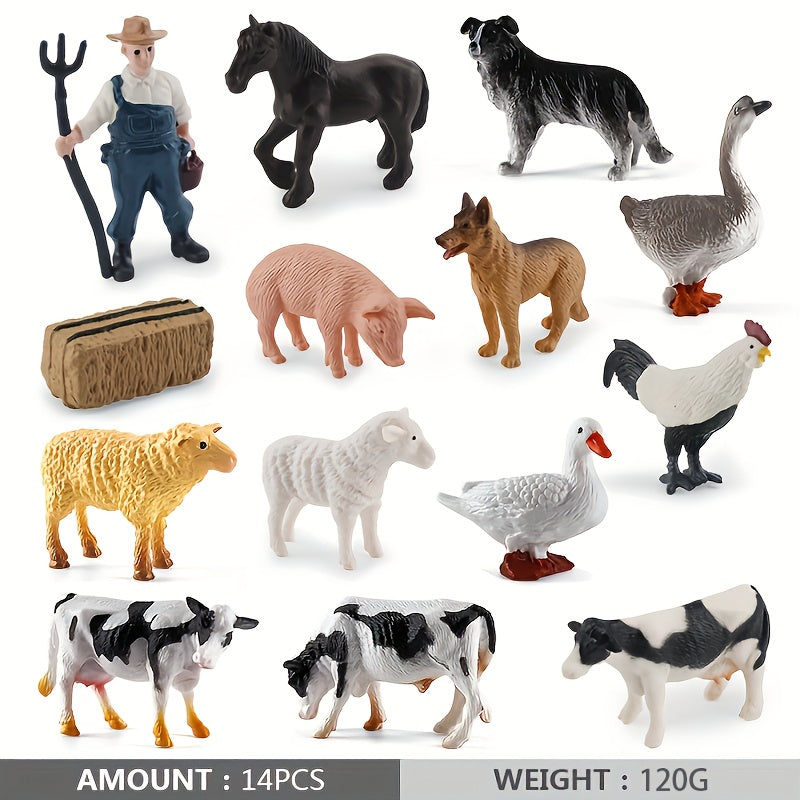 Conjunto de animales de granja en miniatura para niños de 3 a 8 años, de PVC, realista, multicolor