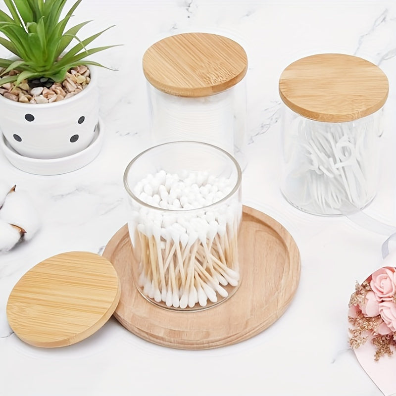 Juego de 1/2/3/4 dispensadores de acrílico para baño con tapas de bambú para almacenamiento