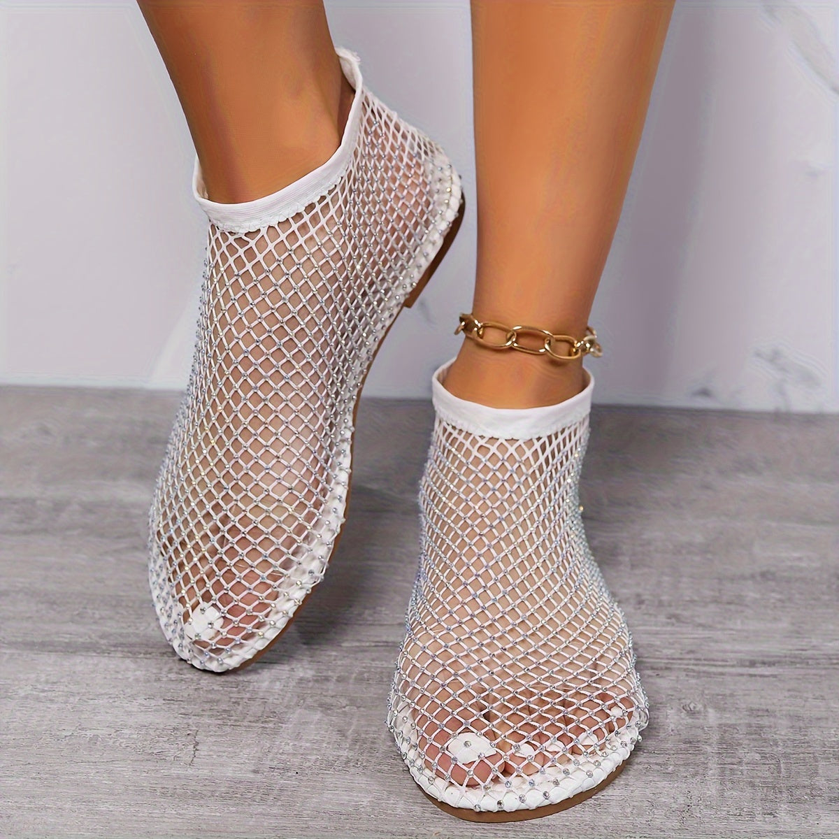 Women's Glittery Solid Color Rhinestone Water Sandals Flat Summer Beach Shoes