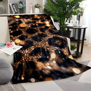 Black and Gold Leopard Print Flannel Fleece Blanket Soft Warm Throw for Sofa Bed Camping
