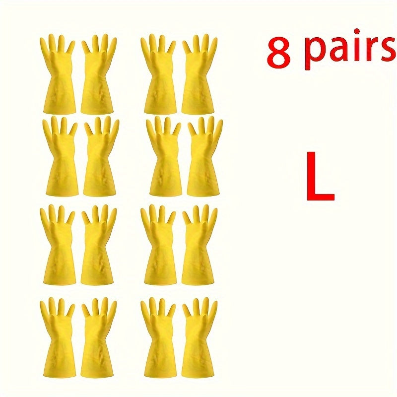 8 Pairs Waterproof Latex Gloves with Non-Slip PVC for Kitchen and Household Tasks