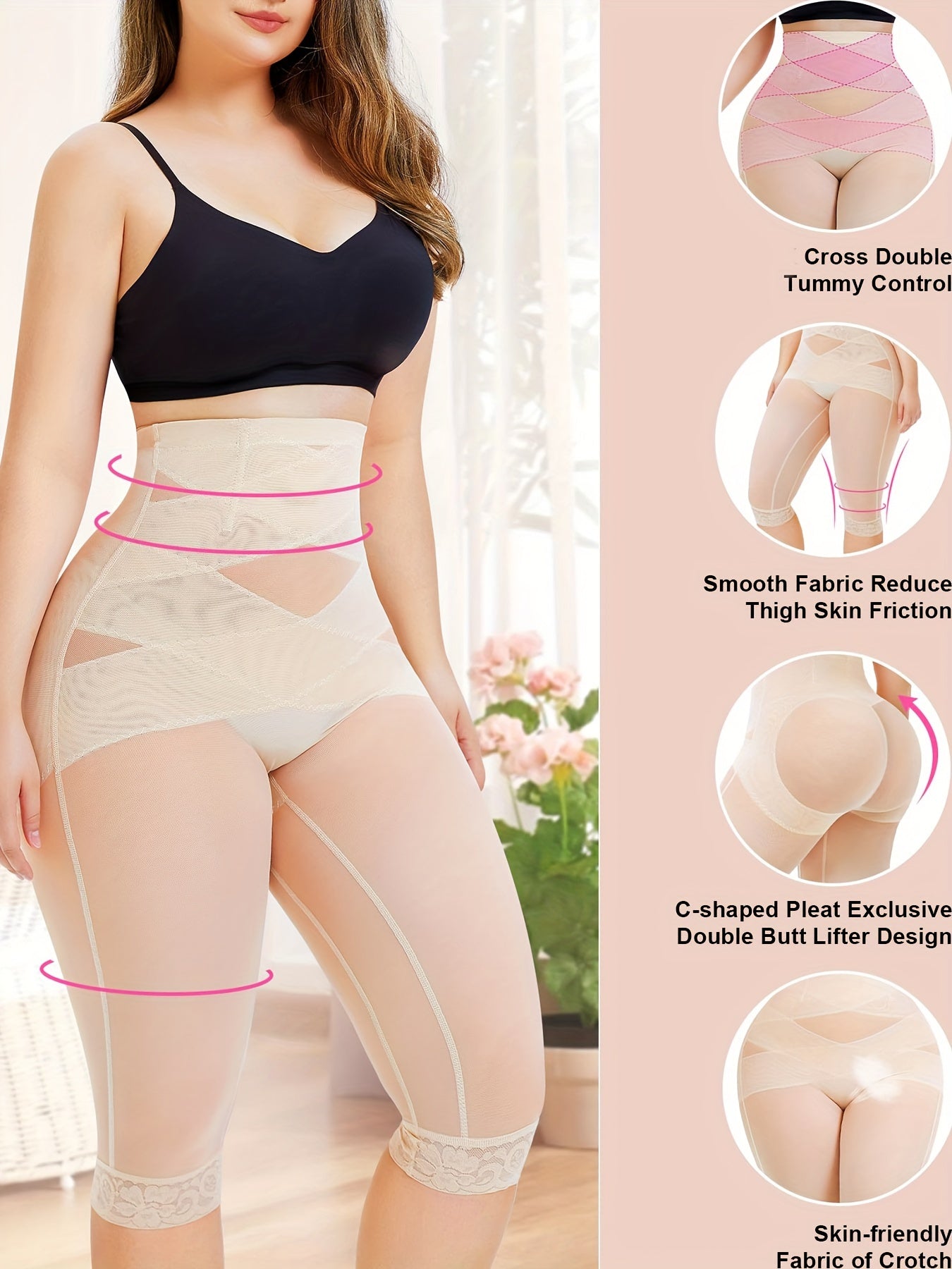 Women's Lace Trim Shaping Shorts Tummy Control Compression Slimming Underwear