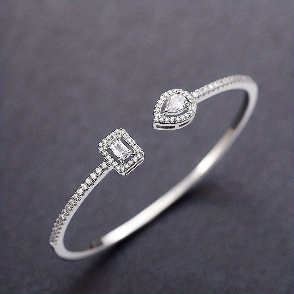 Women's Geometric Cuff Bracelet with Cubic Zirconia Sparkle Stylish Jewelry
