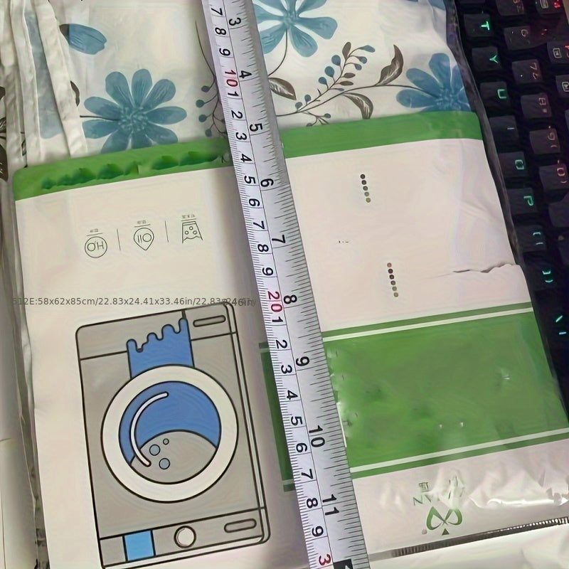 Funda duradera para lavadora de PE con diseño floral, protector de tambor para carga frontal, color blanco