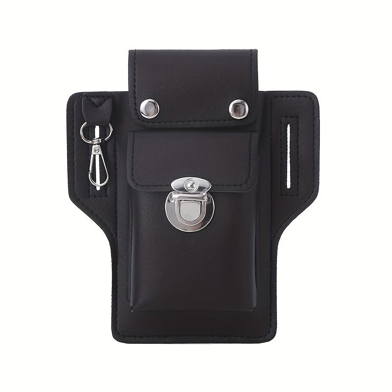 Men's Black Waterproof RFID Blocking Phone Holster with Secure Lock and Hook