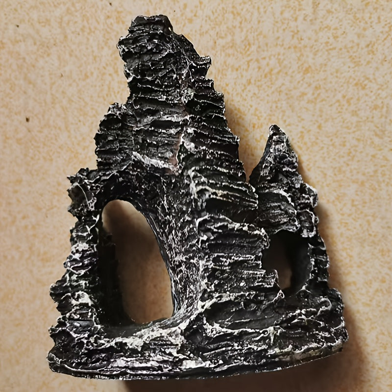 Resin Rockery Aquarium Ornament with Faux Mountain and Waterfall for Fish Tank Decoration