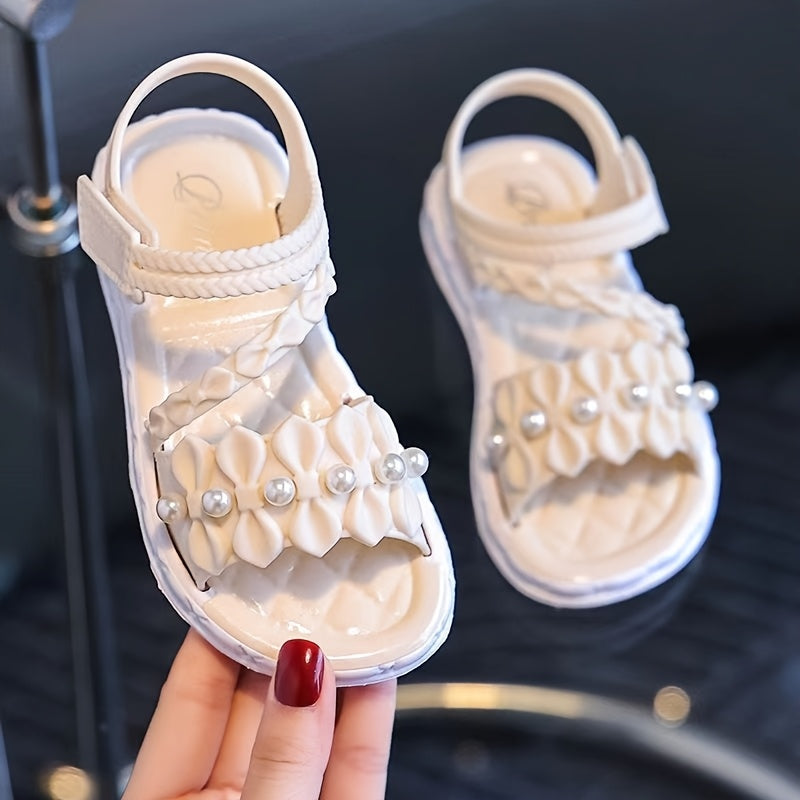 Girls Floral Open-Toe Sandals Lightweight Breathable Casual Shoes