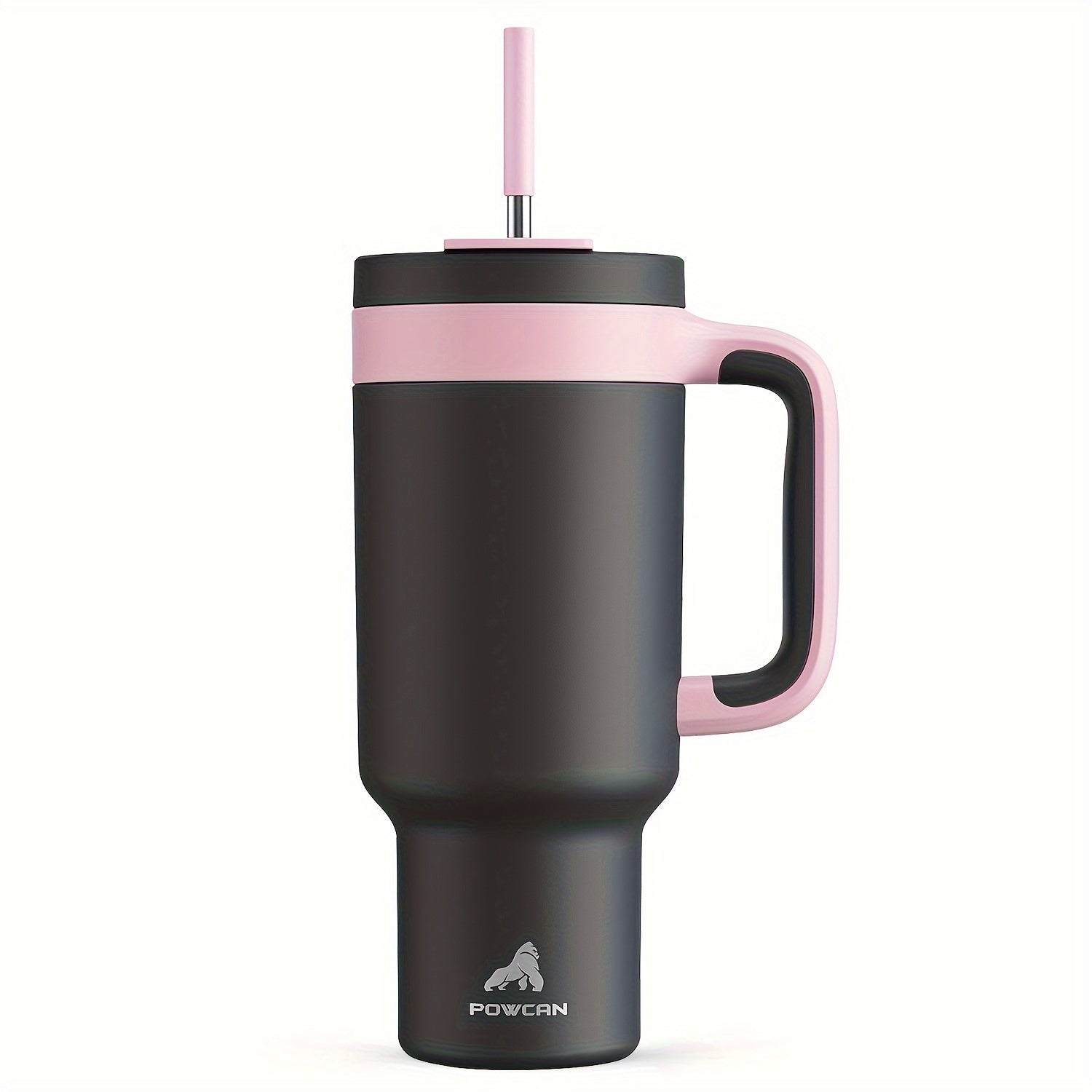 Vaso aislado de acero inoxidable de 40 oz con tapa y pajilla. Mantiene las bebidas frías por 34 horas y calientes por 10 horas. Ideal para exteriores.