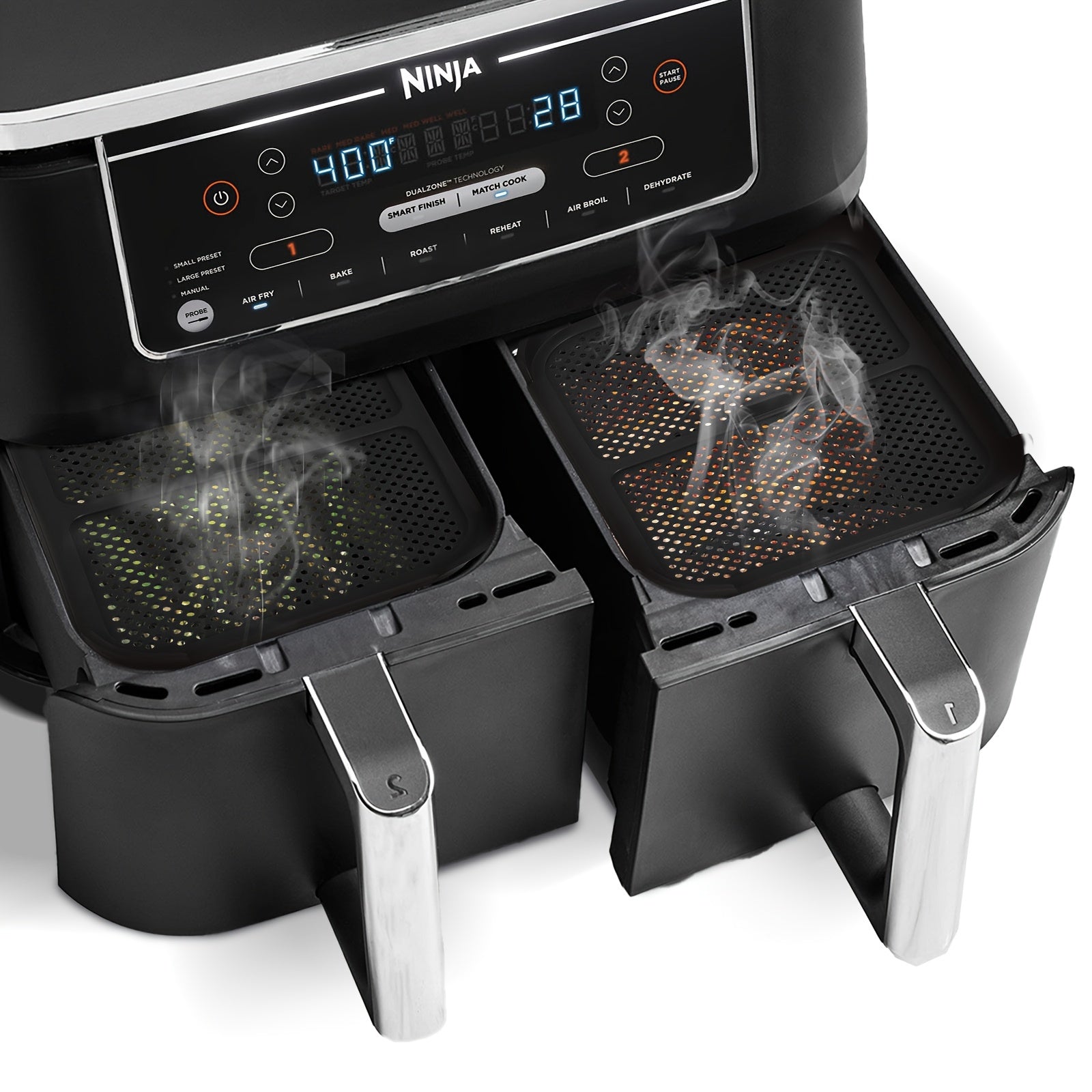 Silicone bilan qoplangan zanglamaydigan po'latdan yasalgan splash guardlar, havo frayer uchun, 2 ta paket, AF400EU AF451EU DZ401 bilan mos keladi