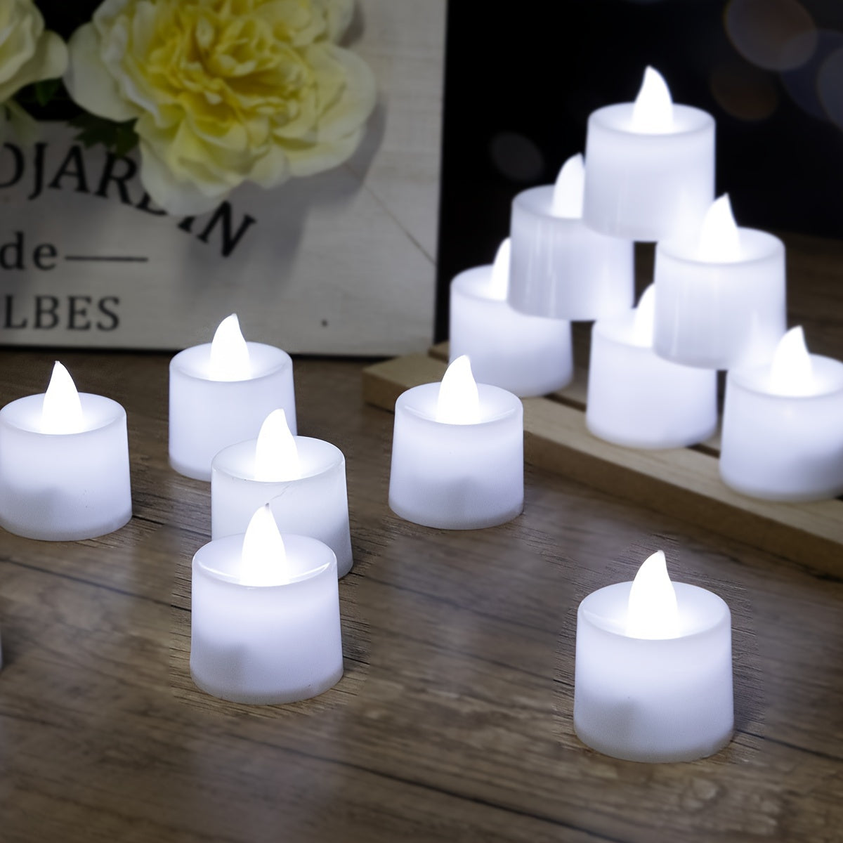 Set of 6 or 12 LED Electronic Candles for Weddings Home Decor Table Centerpieces White Warm White