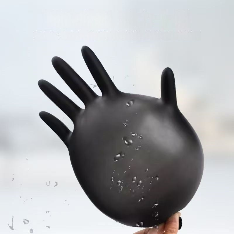 20 Black Nitrile Gloves Pack Waterproof Oil Resistant Food Prep Cleaning