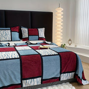 Soft Plush Striped Throw Blanket for Couch Bed and Camping, Dry Clean Recommended