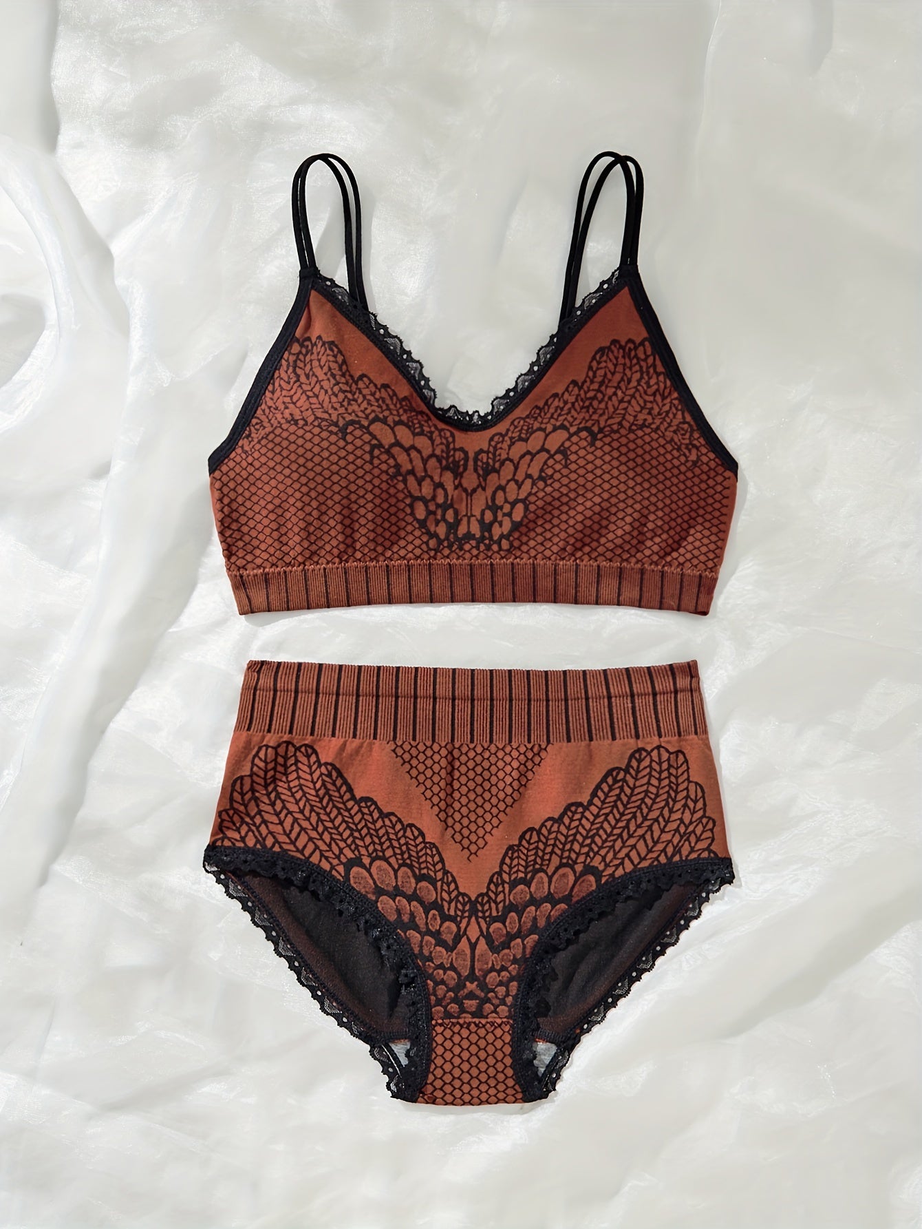 Women's High-Waisted Underwear Set with Double Shoulder Straps for Abdominal Support