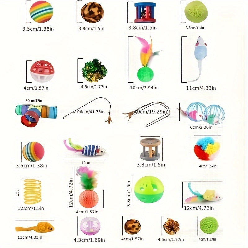 Cat Toy Set with Bell Ball Plush Mouse and Accessories for Cats in Random Colors