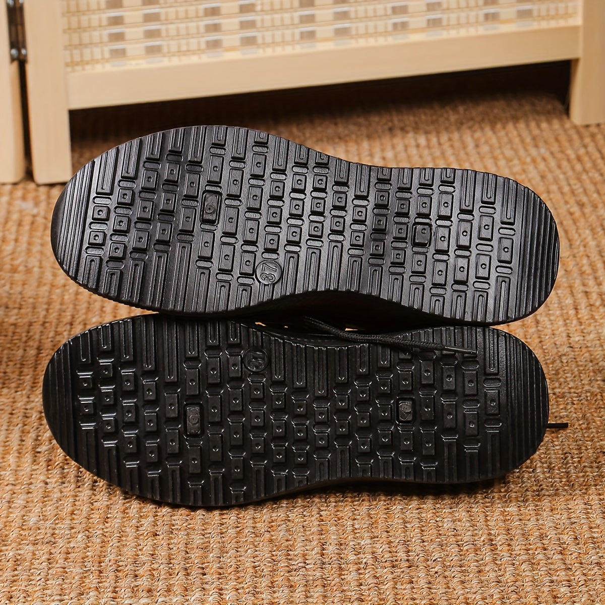 Women Black Waterproof Slip-Resistant Flat Work Shoes Mary Jane Sneakers