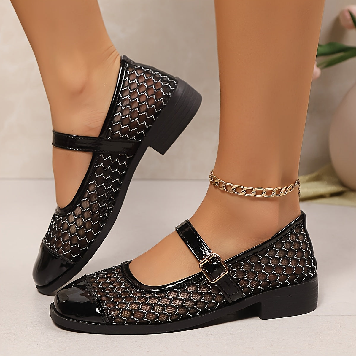 Women Black Mesh Breathable Loafers Slip-On Platform Shoes for Weddings Casual
