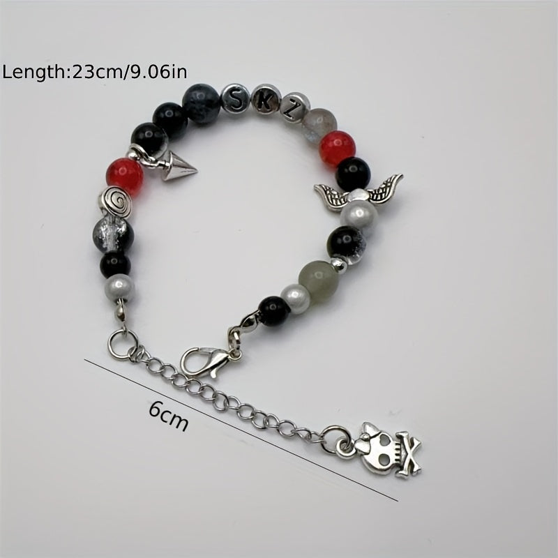 Beaded Punk uslubidagi bilaguzuk, ayollar uchun K-Pop muxlislar uchun sozlanadigan zargarlik buyumlari